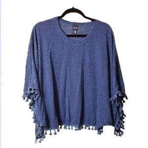 Blue Saks Fifth Avenue Blue Tassel Poncho Top